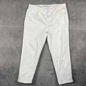 Liz Claiborne White Jackie Stretch Capri Jeans Size 12P Petite Cropped Denim